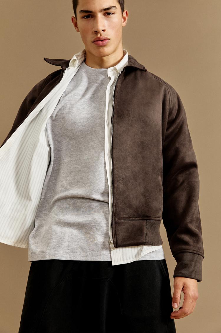 

Куртка из искусственной замши Pull And Bear, охра
