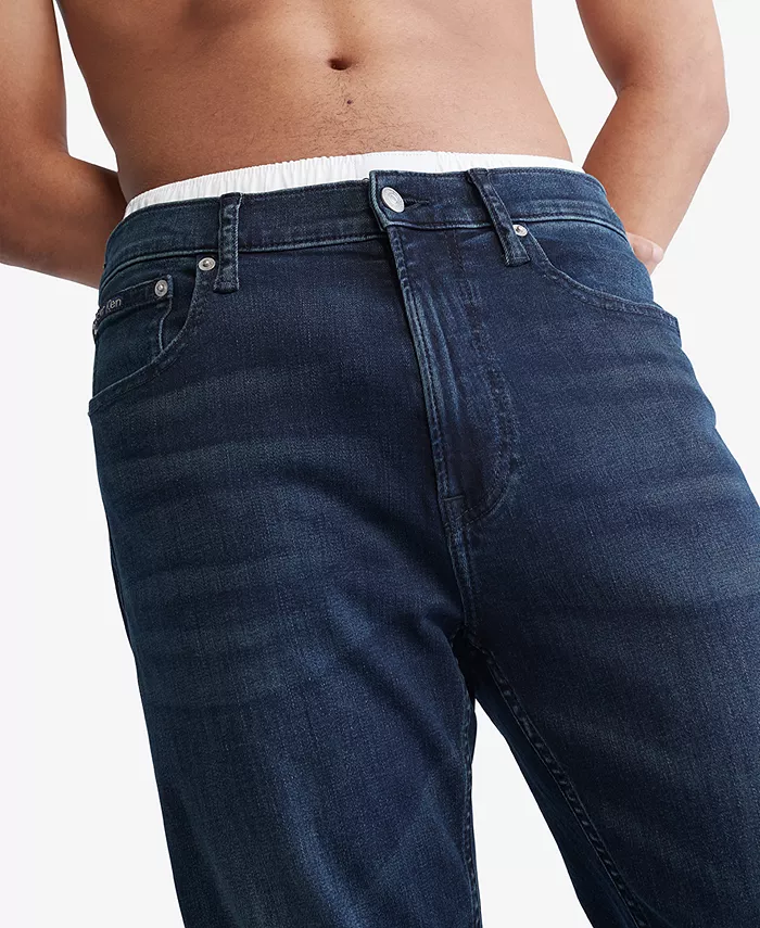 Мужские классические прямые джинсы со стретчем Calvin Klein, синий — фото 4