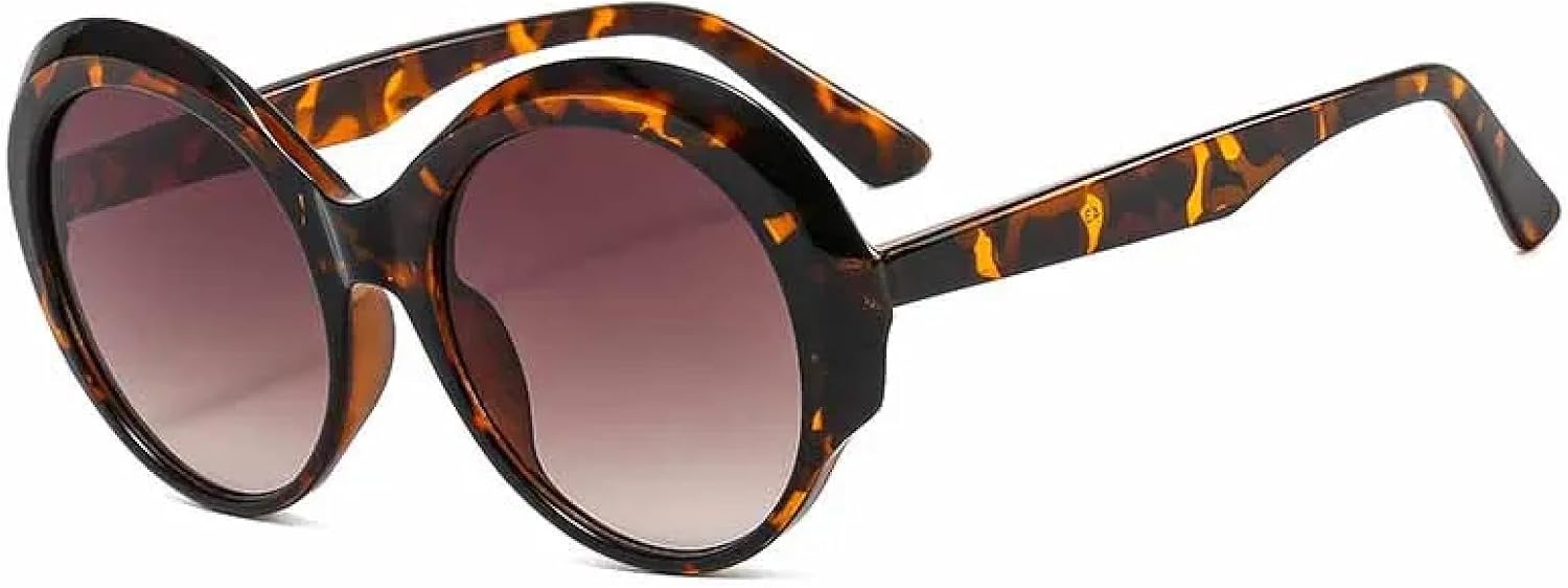 

Винтажные круглые солнцезащитные очки в стиле панк с крупной оправой для женщин, модные, роскошные, для активного отдыха, путешествий и вождения, с защитой от УФ-излучения UV400 TKKTLLT, Leopard Tea