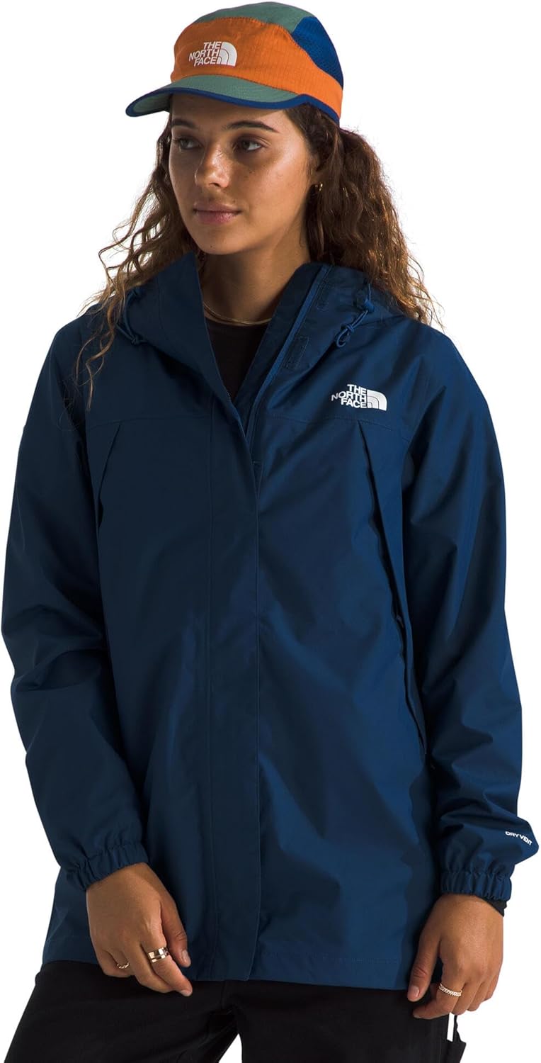 

THE NORTH FACE Женская куртка Antora Rain Parka с водонепроницаемым дышащим материалом, герметичными швами, регулируемым капюшоном и карманами на молнии, Estate Blue
