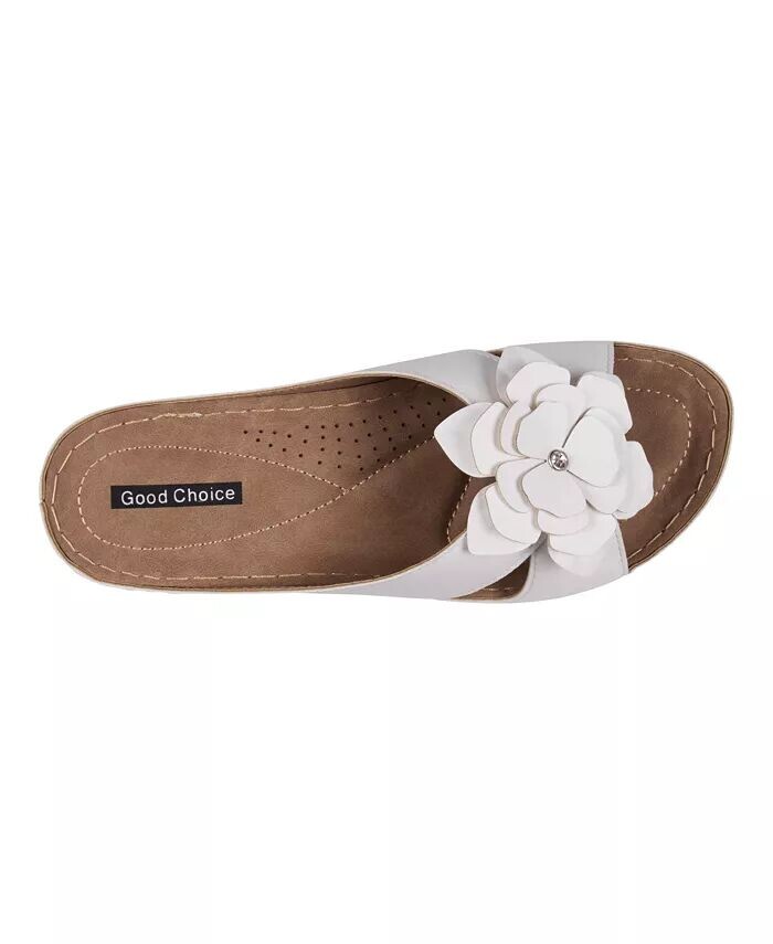 Женские комфортные сандалии Joy Flower Rosette GC Shoes, белый — фото 4