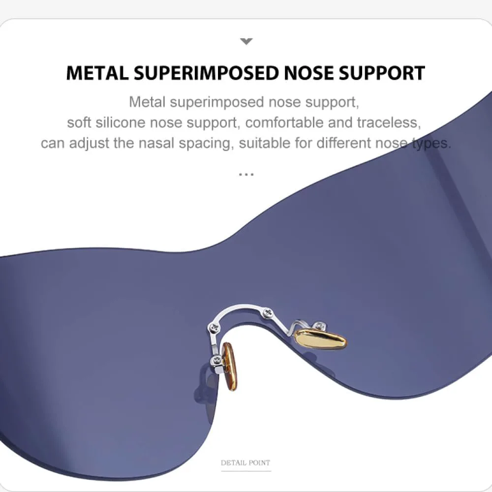 

Солнцезащитные очки в стиле панк без оправы большого размера 2027 года для женщин и мужчин. Женские цельные солнцезащитные очки. Аксессуары MTZJH, White Gray