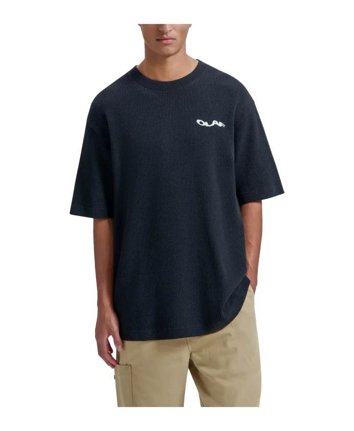 

Черная волнистая вафельная футболка Olaf Hussein, черный