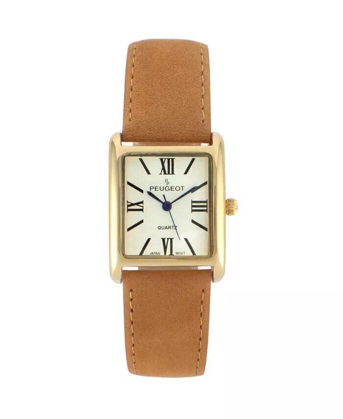 

Женские часы-майка с римским циферблатом, коричневый кожаный ремешок Peugeot, коричневый