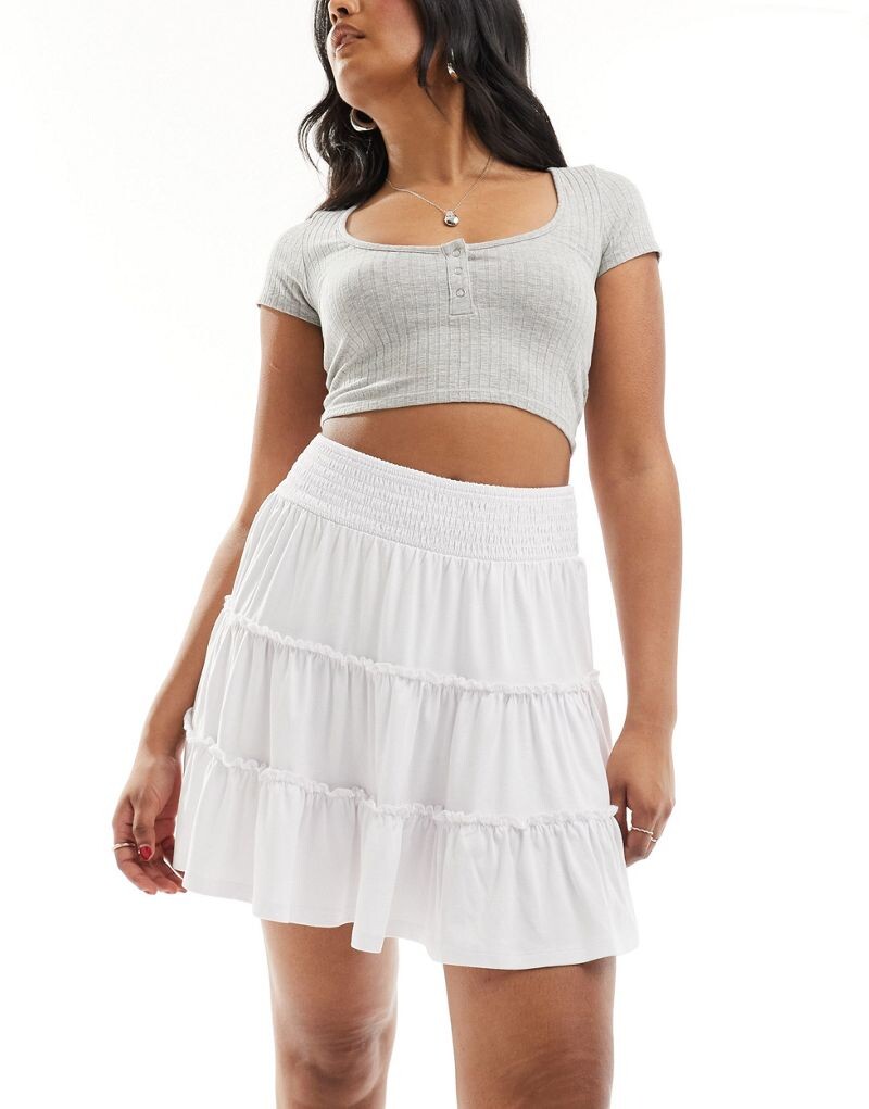 

Белая юбка с присборенной талией ASOS DESIGN Rara