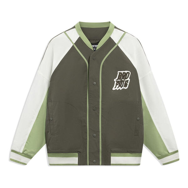 

Куртка badfive graphic cotton baseball jacket 'olive white' Li-Ning, зеленый