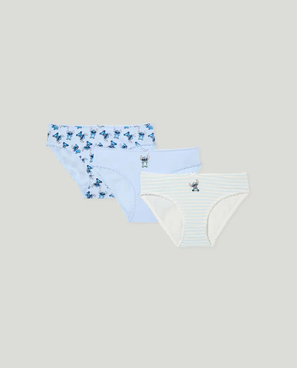 

Комплект из трех трусиков для девочки Stitch Cotton Juice, синий