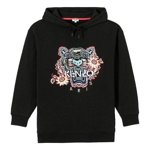 

Свитер tiger embroidered pure cotton casual long sleeves hoodie black Kenzo, черный