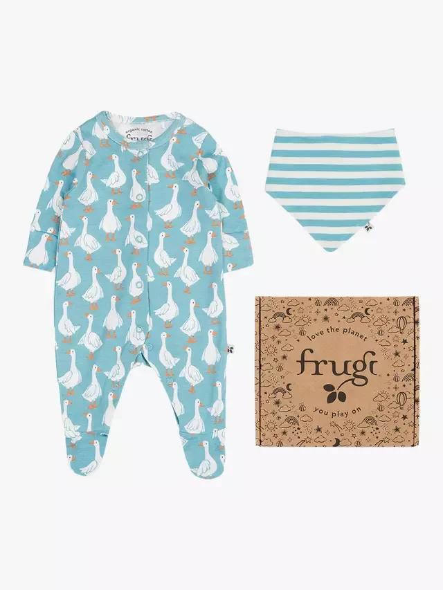 Подарочный набор для малыша: комбинезончик и слюнявчик Frugi, Goose Gaggle