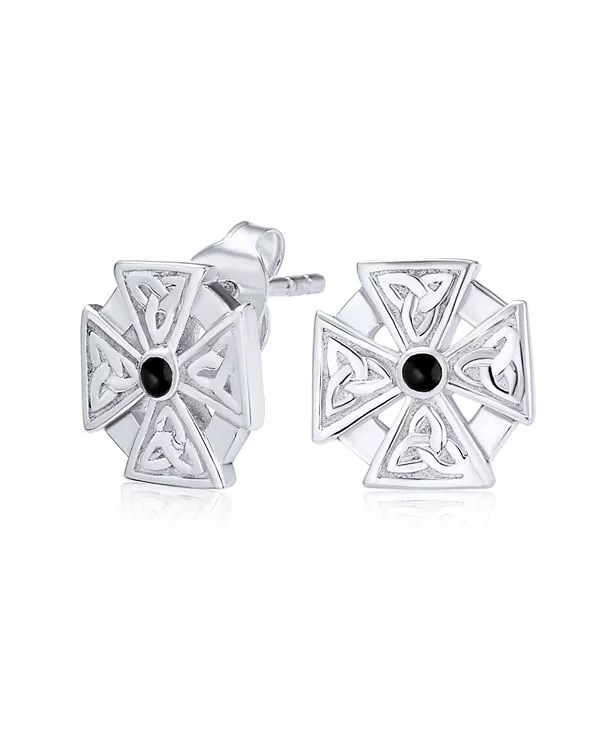 

Серьги-Гвоздики с масонским крестом тамплиеров и ониксом из стерлингового серебра Bling Jewelry, black