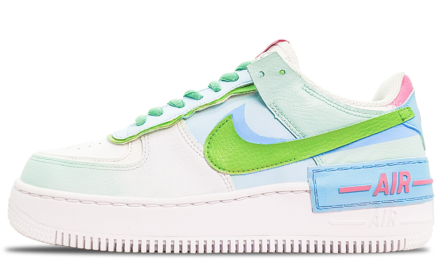 

Кроссовки Nike Air Force 1 Skateboarding Shoes Women's Low-top Eveblue/Techgreen/Iolite, белый