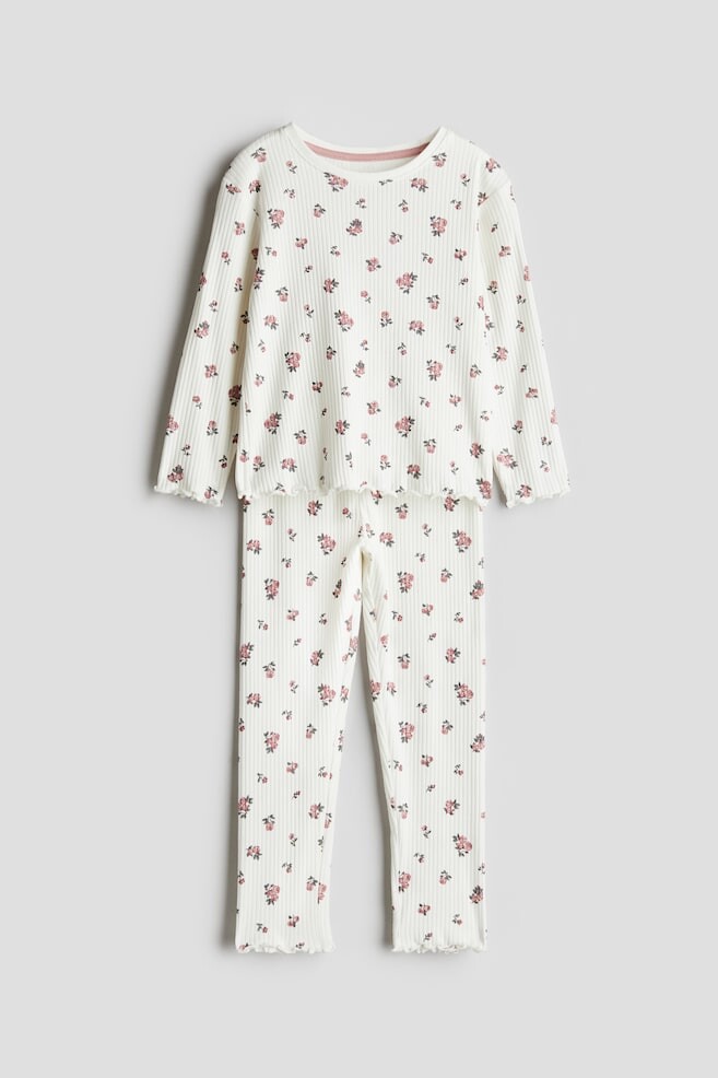 

Хлопковая пижама в рубчик H&M, белый