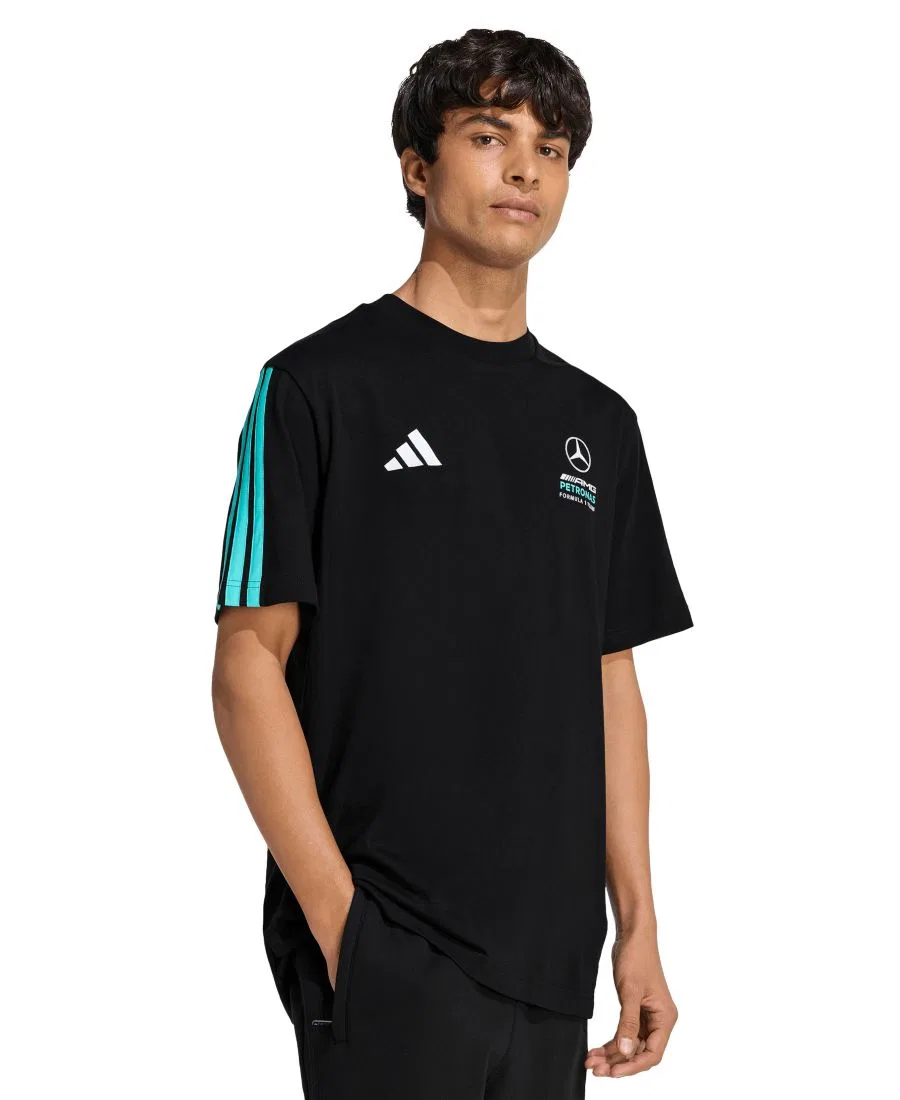 Мужская футболка с круглым вырезом Mercedes Formula 1 adidas, Black/Mint Rush