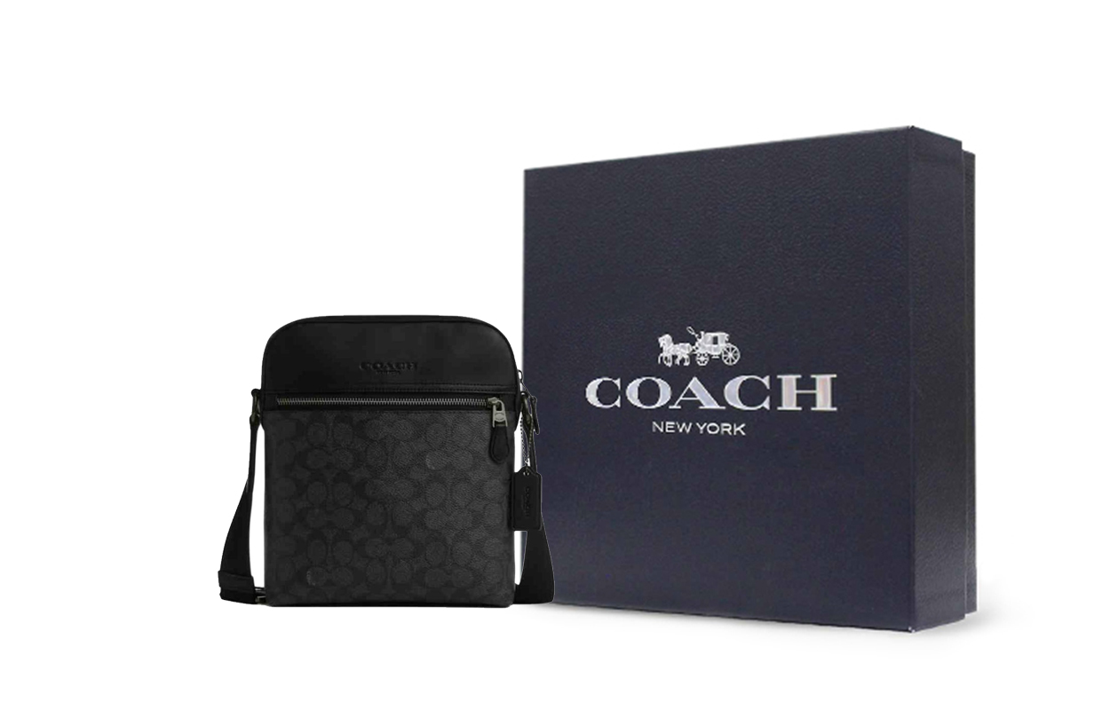 

COACH Хьюстон кожаная сумка через плечо кроссбоди мужская черная серая