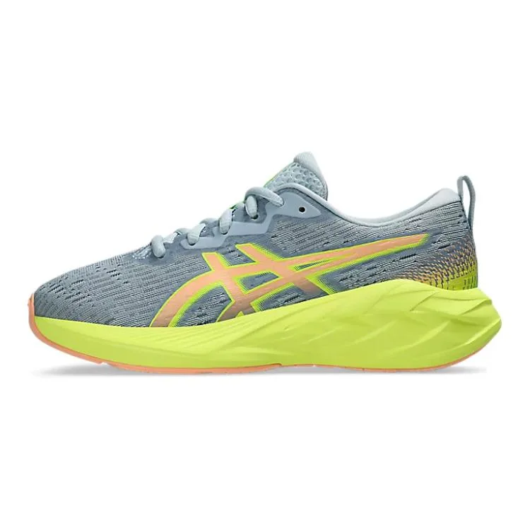 ASICS Детские кроссовки для бега novablast 4 с абразивостойкостью, отскоком, воздухопроницаемостью и поддержкой, низкие, желто-серо-оранжевые