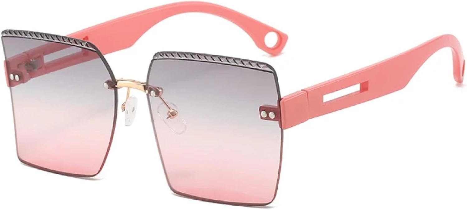 

Солнцезащитные очки без оправы для женщин и мужчин, роскошные, для активного отдыха, спорта, летние, для путешествий, с защитой от УФ-излучения UV400 TKKTLLT, Pink Gray Pink