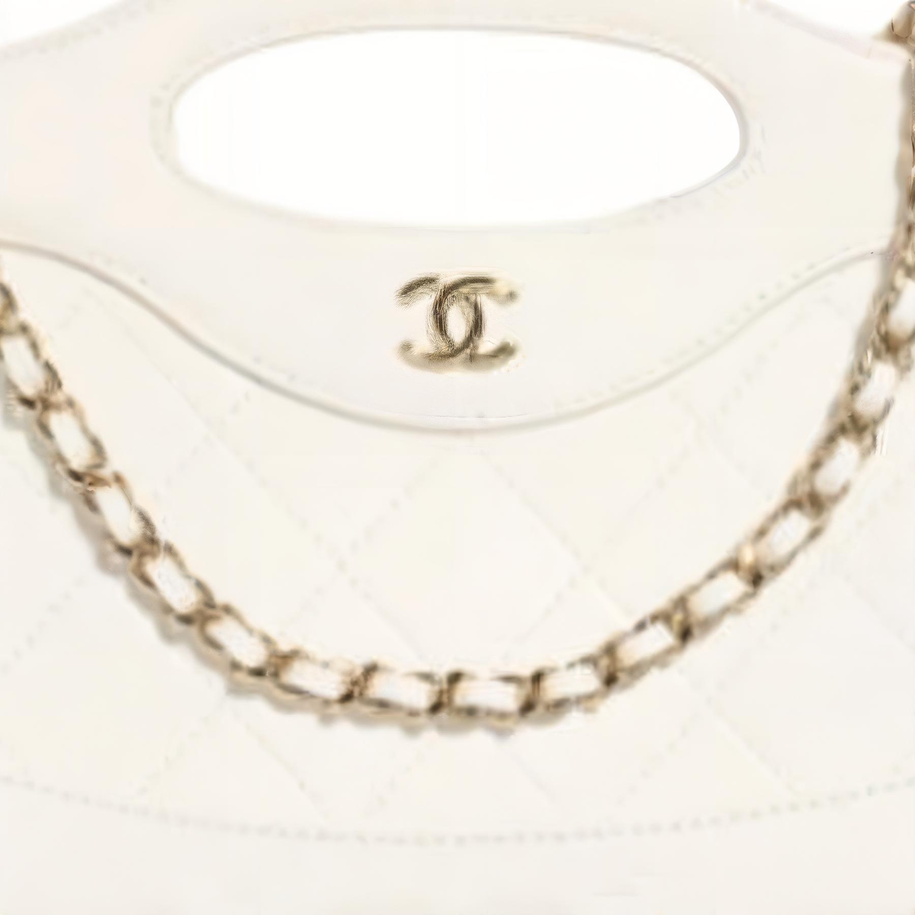 CHANEL Полированная кожаная сумка через плечо женская белая — фото 3