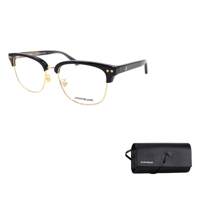 

MONTBLANC Пластиковая и металлическая оправа для очков Browline мужская, Black Gold