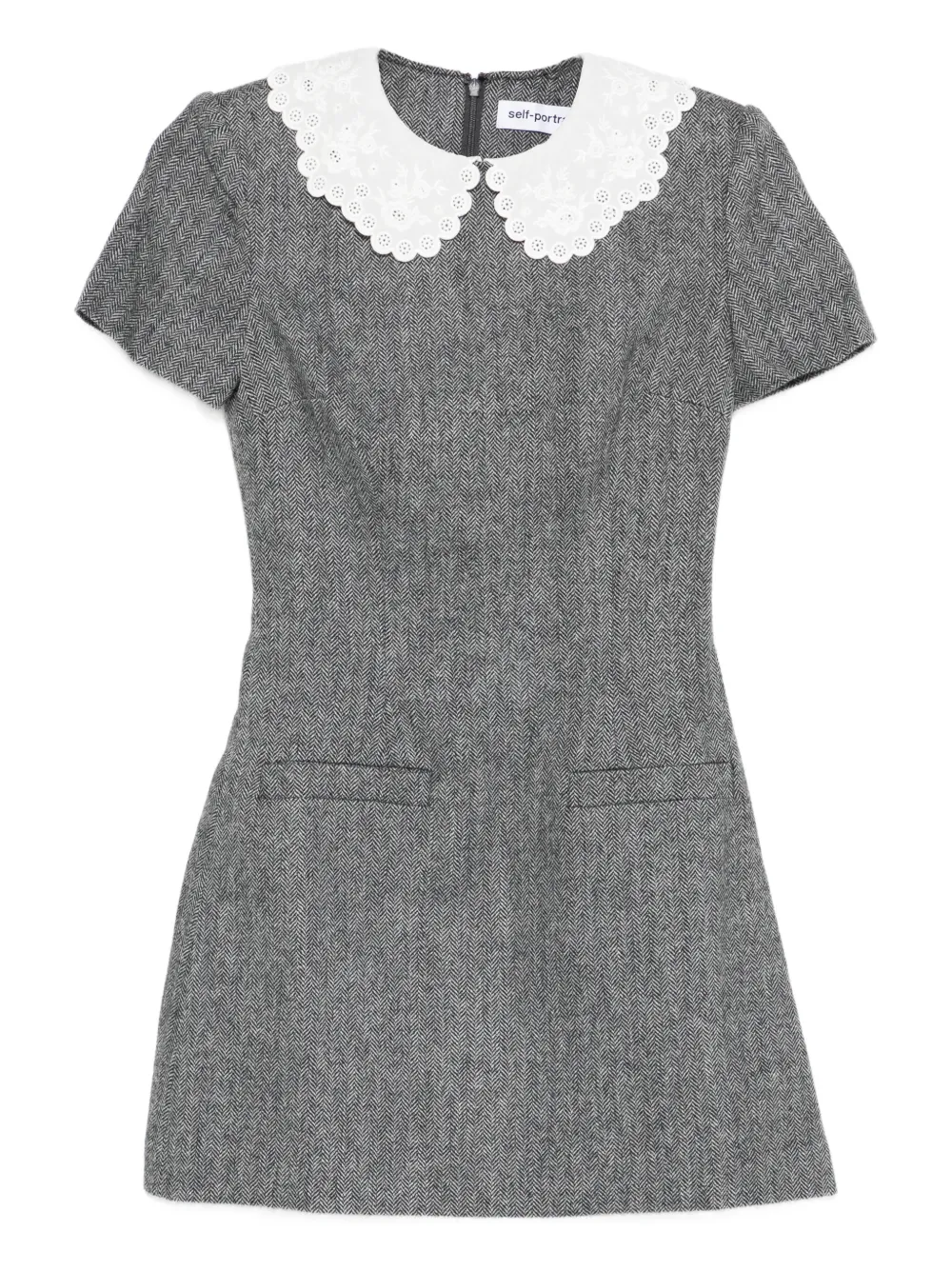 

Мини-платье с короткими рукавами Self-Portrait, серый