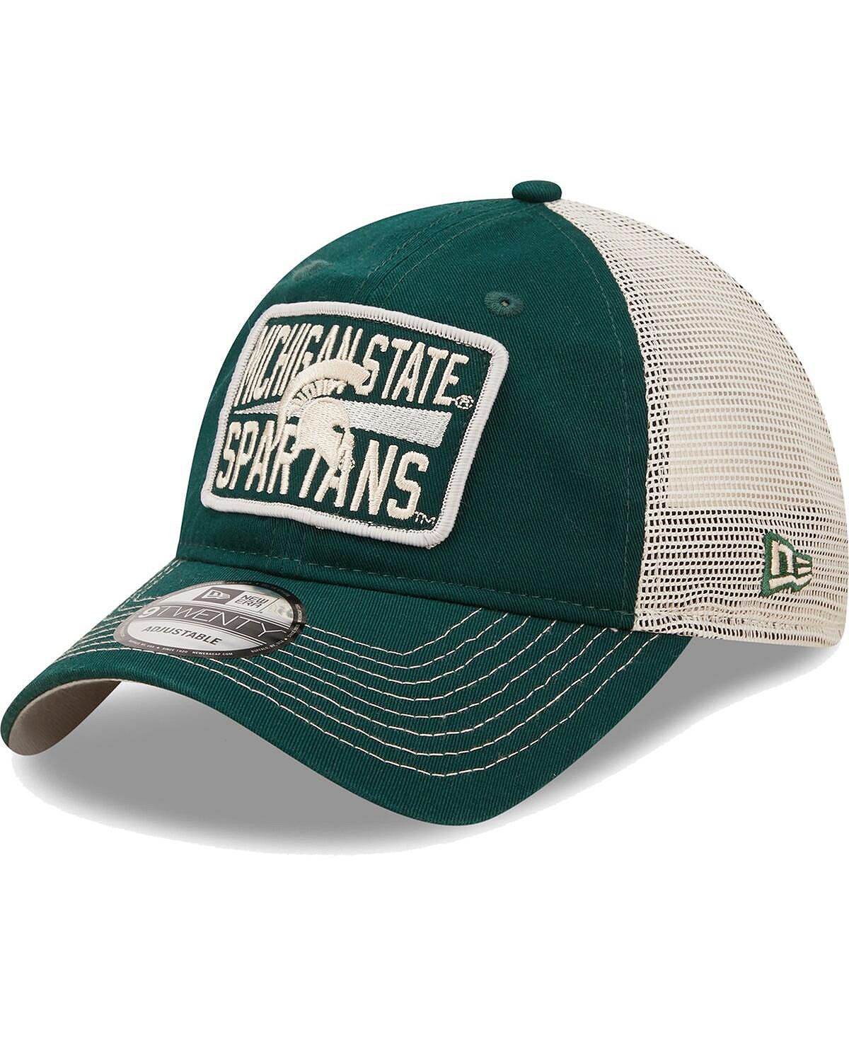 

Мужская зеленая, натуральная регулируемая шляпа Michigan State Spartans Devoted 9TWENTY New Era