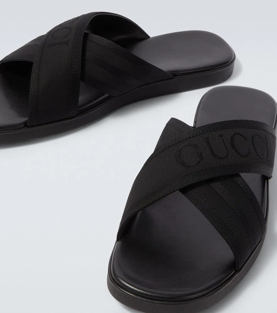 Сандалии с жаккардовым логотипом Gucci, черный — фото 3