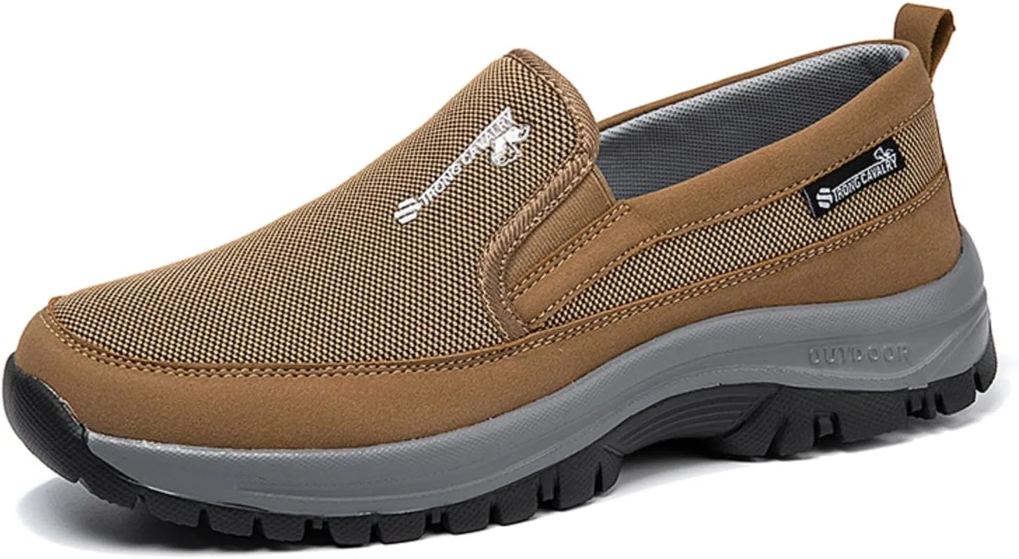 Кроссовки для ходьбы, легкие, Tongzone, Slip On, 004-khaki