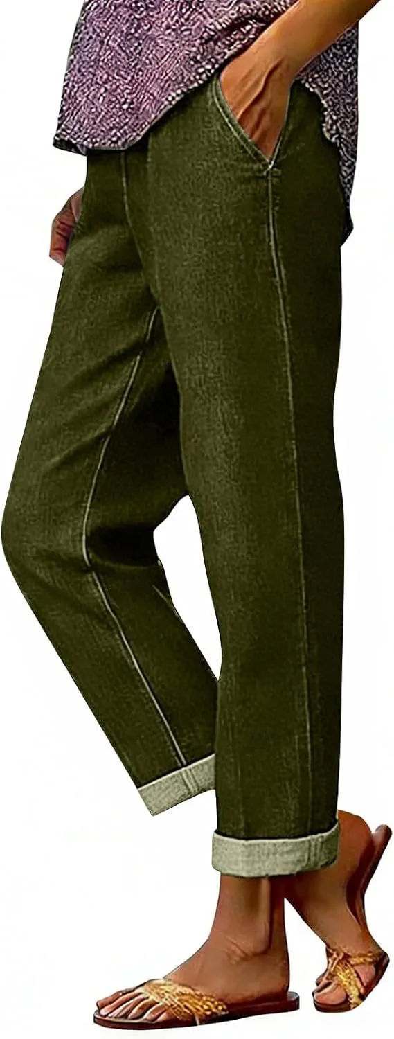 

Женские капри с принтом под деним, свободный крой, на резинке Ctreela