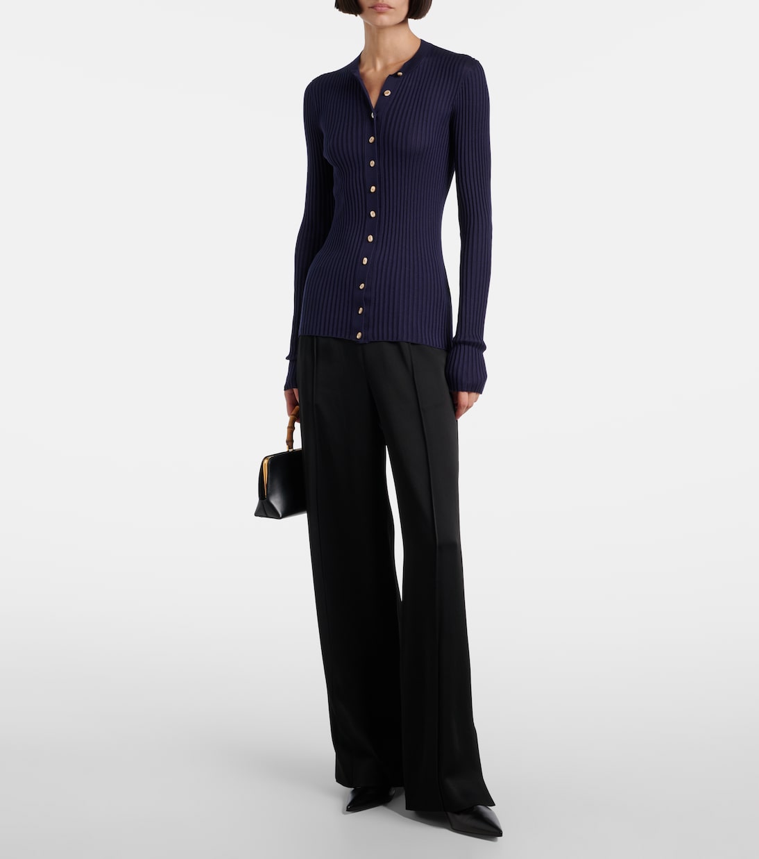 Кардиган из ребристого шелкового джерси Jil Sander, Midnight — фото 2