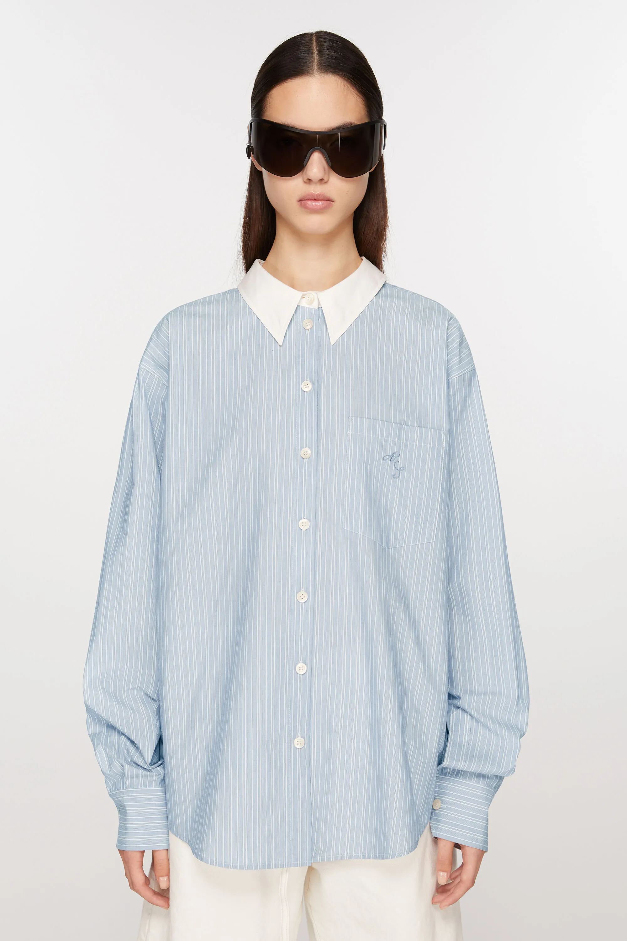 

Рубашка на пуговицах в полоску Acne Studios, Blue/white