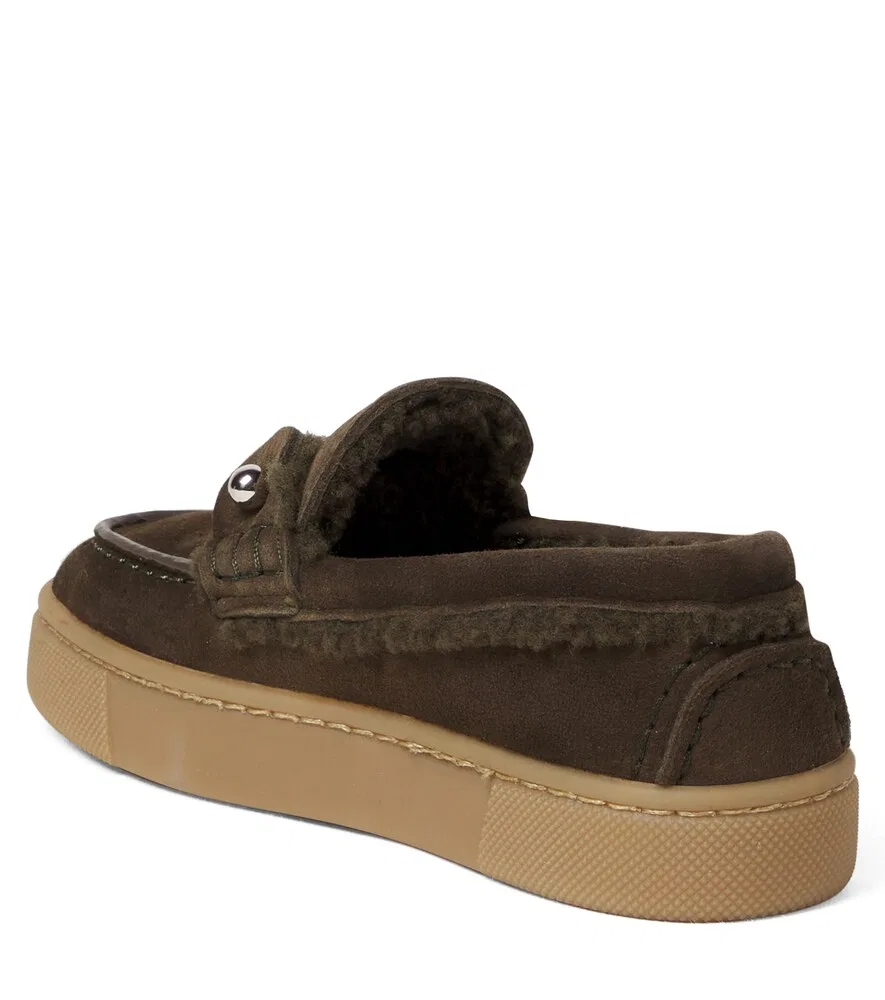 Лоферы Chambelikid из замши с подкладкой из овчины Christian Louboutin Kids, коричневый — фото 3