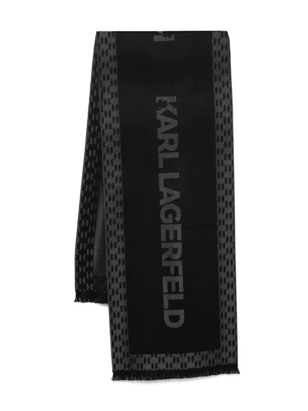 

Шарф с монограммным узором KARL LAGERFELD, черный
