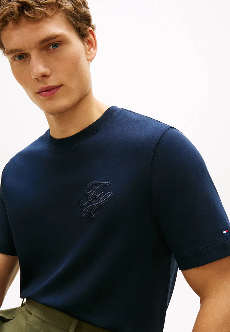 Футболка с вышивкой, короткий рукав, TH Mainline Tommy Hilfiger, темно-синий — фото 3