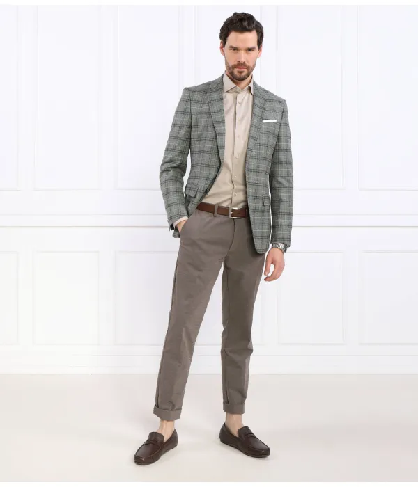 Элегантный шерстяной жакет h-hutson-231 Slim fit Boss, зеленый — фото 2