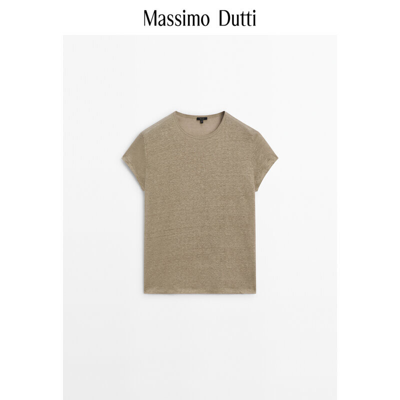

Футболка женская Massimo Dutti с короткими рукавами и круглым вырезом, желтый