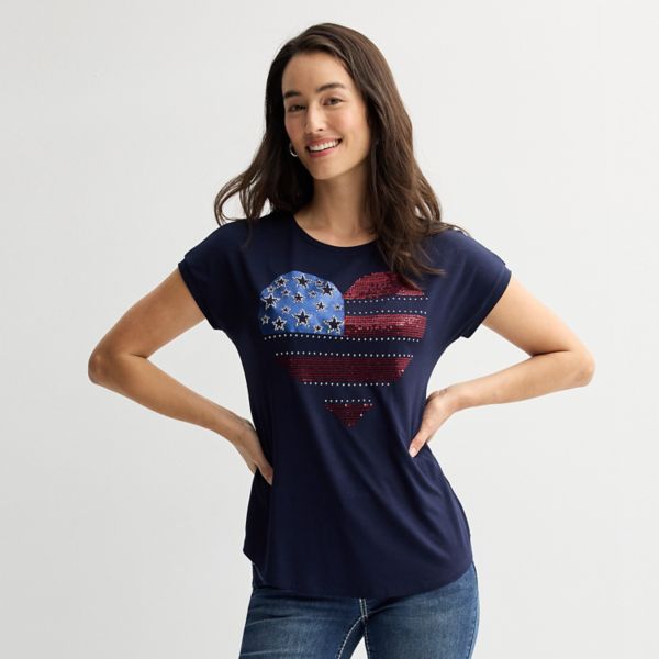 

Женская декорированная футболка с коротким рукавом Apt. 9, цвет genuine navy
