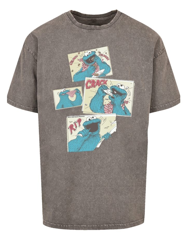 

Футболка F4NT4STIC Oversize T-Shirt Sesamstraße Cookie Monster Crunch, серый