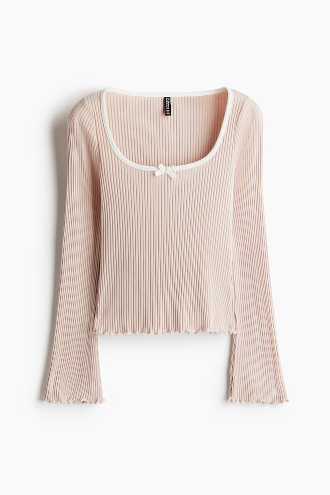

Рубашка в рубчик с отделкой оверлоком H&M, розовый