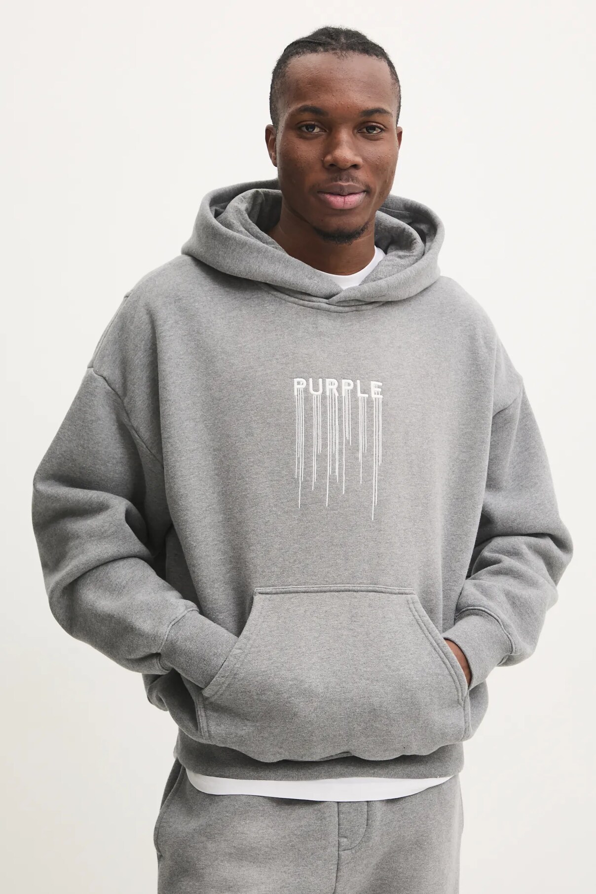 

Хлопковая толстовка HWT FLEECE PO HOODY Purple Brand, серый