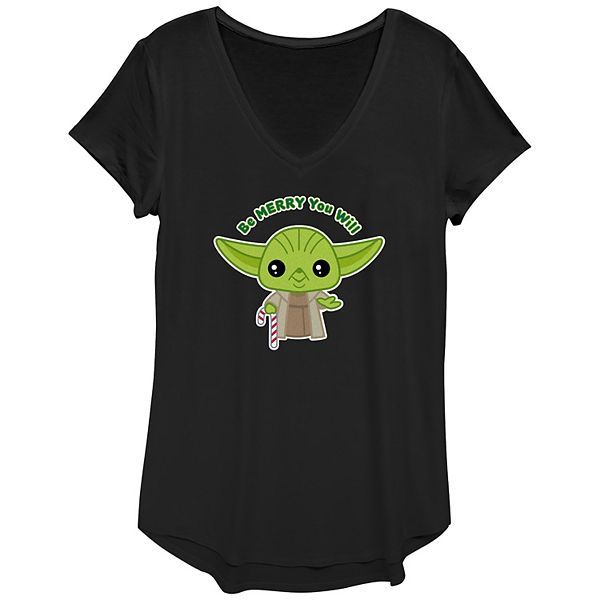 

Женская футболка с принтом Yoda Be Merry You Will Star Wars