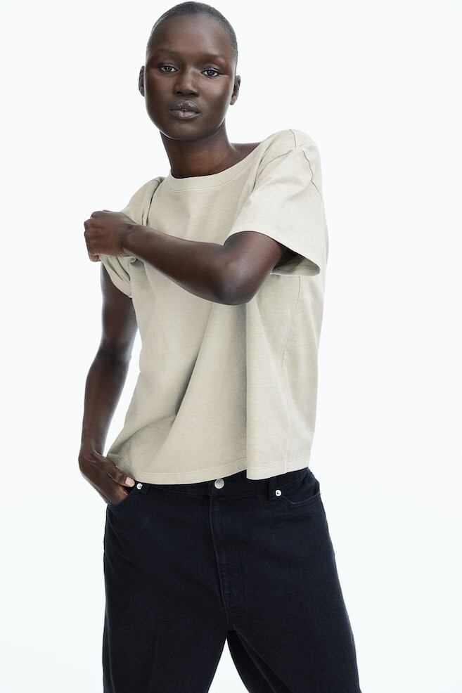 

Хлопковая футболка H&M, бежевый