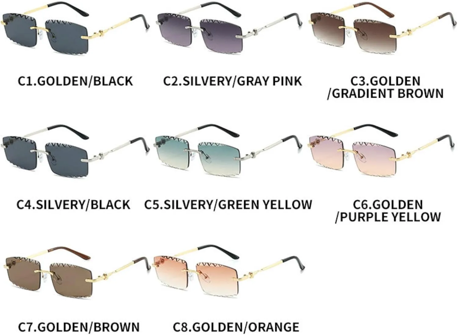 

Солнцезащитные очки Willochra в винтажном стиле, прямоугольной формы, без оправы, для женщин и мужчин, модные, золотистые металлические, квадратные, черные, C4