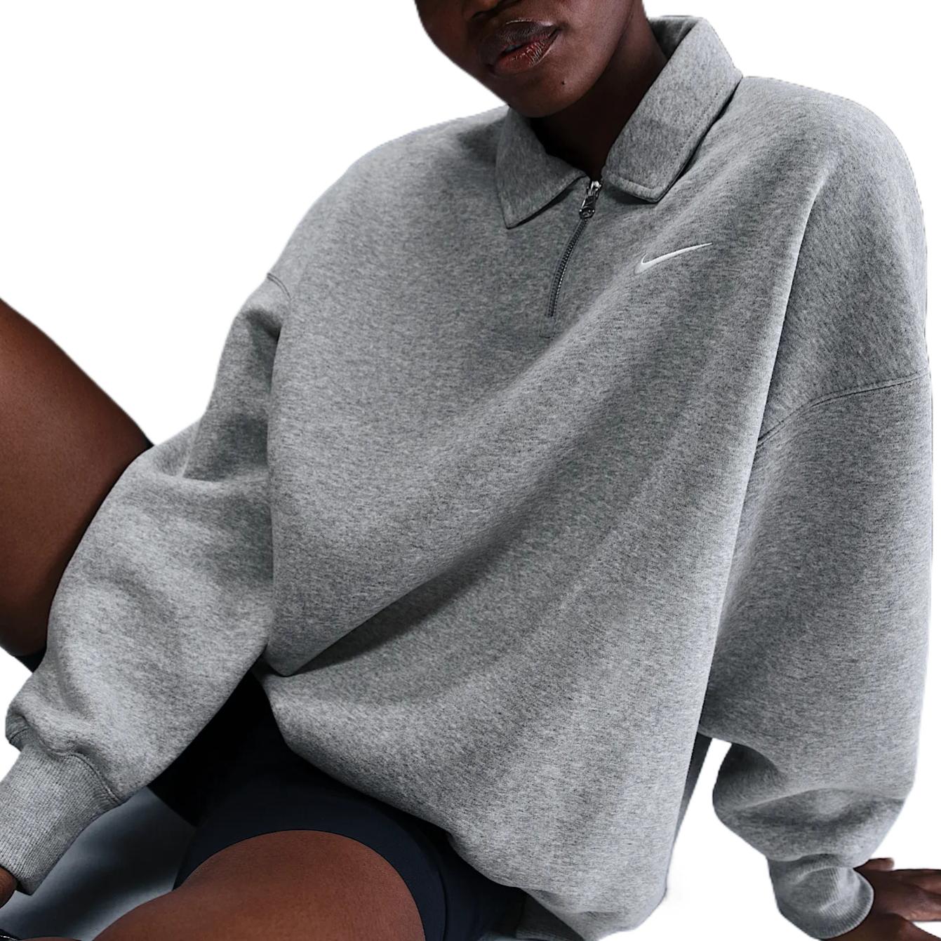 Спортивная одежда Phoenix Fleece женская оверсайз поло с молнией на 1/4 Nike, темно-серый — фото 4