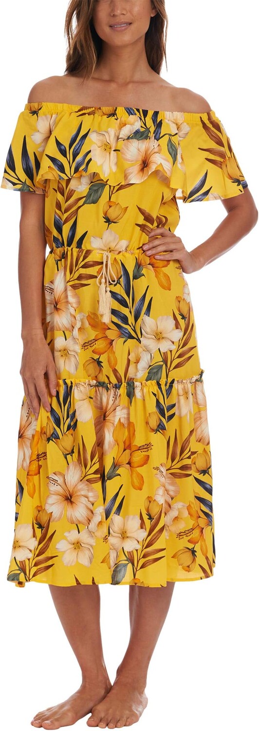 

Пляжное платье La Blanca Belle Fiore Off-the-Shoulder Dress, цвет Marigold