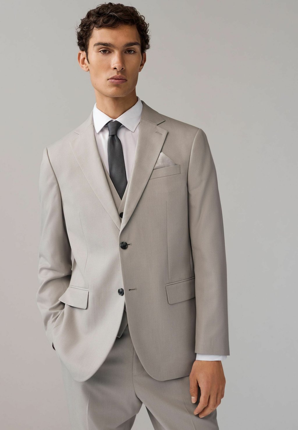 

Элегантный пиджак TEXTURED REGULAR FIT Next, бежевый
