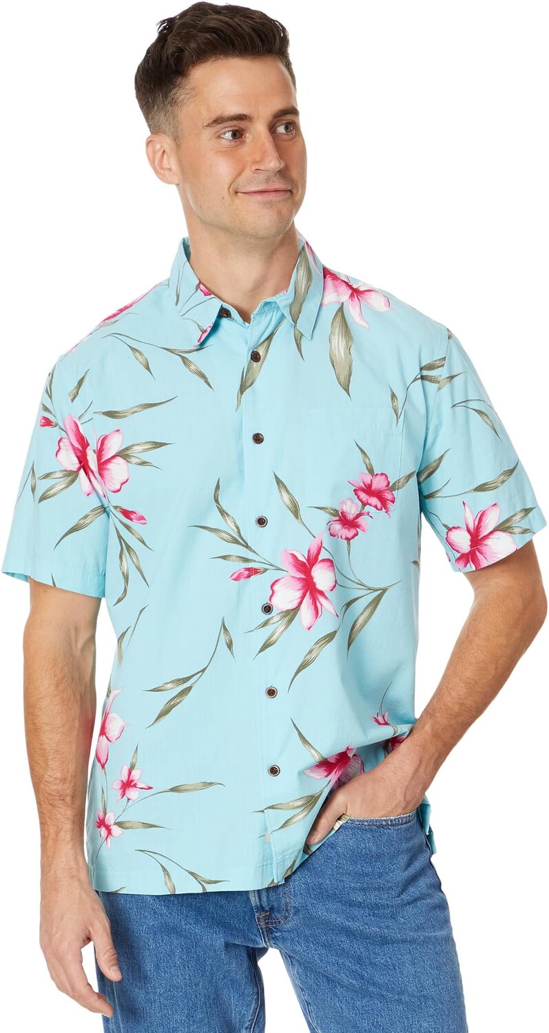 

Рубашка Quiksilver Waterman Night Bloomer Short Sleeve Woven, цвет Gulf Stream Night Bloomer