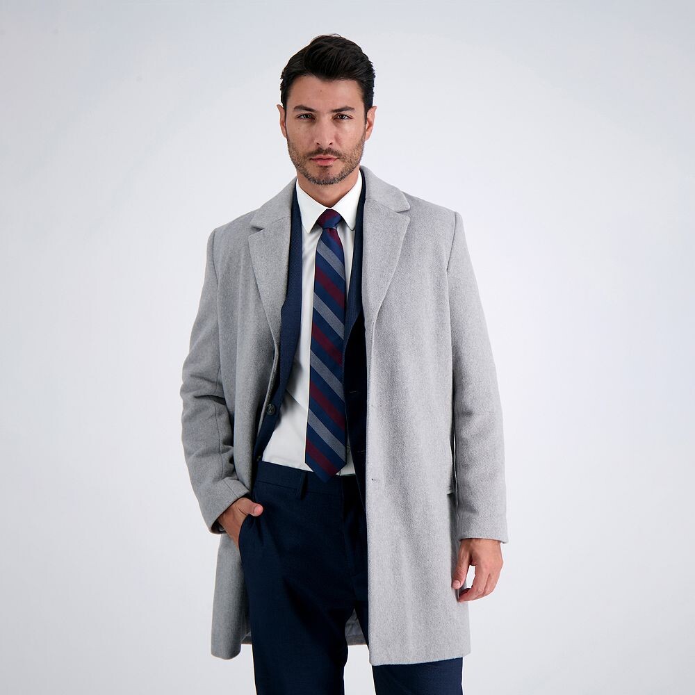 

Мужское однобортное пальто средней длины Haggar из матового твила, цвет Light Gray