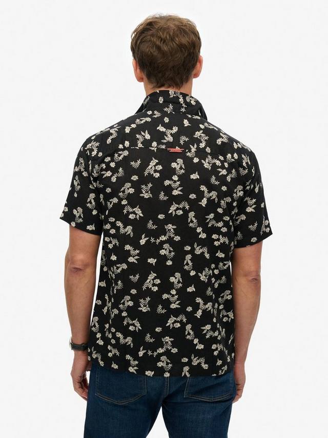 Льняная пляжная рубашка с коротким рукавом Superdry, Black Petal — фото 2