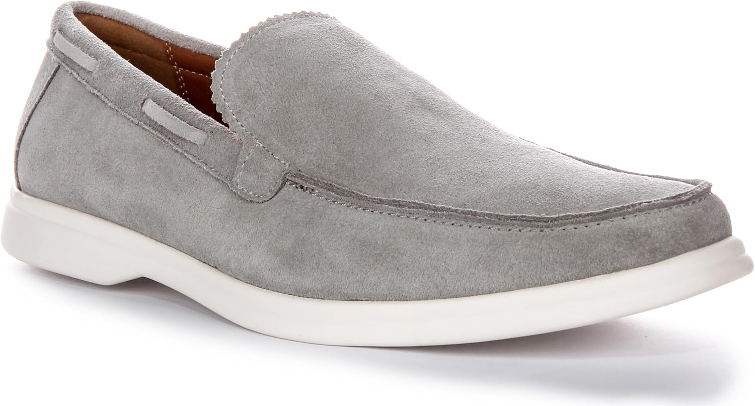 

JUSTINREESS ENGLAND Мужские слипоны синие из замши и кожи Charles, удобная обувь в стиле смарт-кэжуал