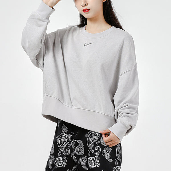 Свитер logo loose sports round neck pullover gray hoodie Nike, серый — фото 2