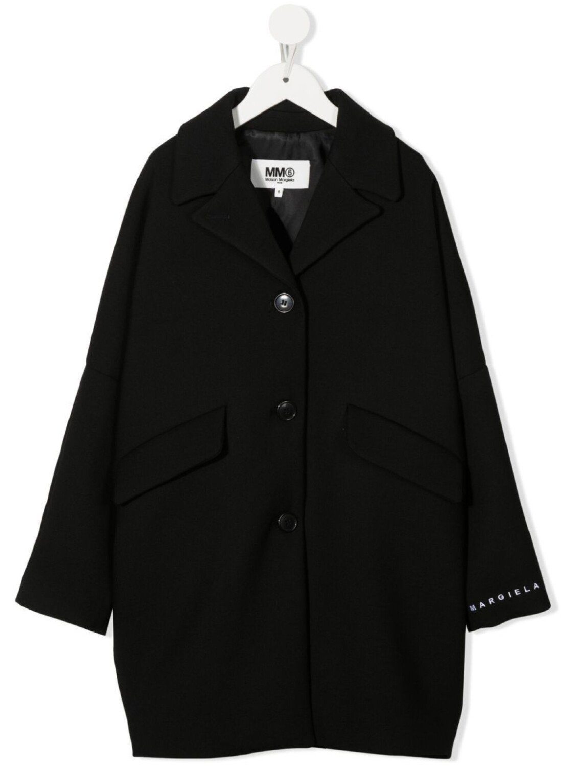 

MM6 Maison Margiela Kids однобортное пальто с логотипом, черный